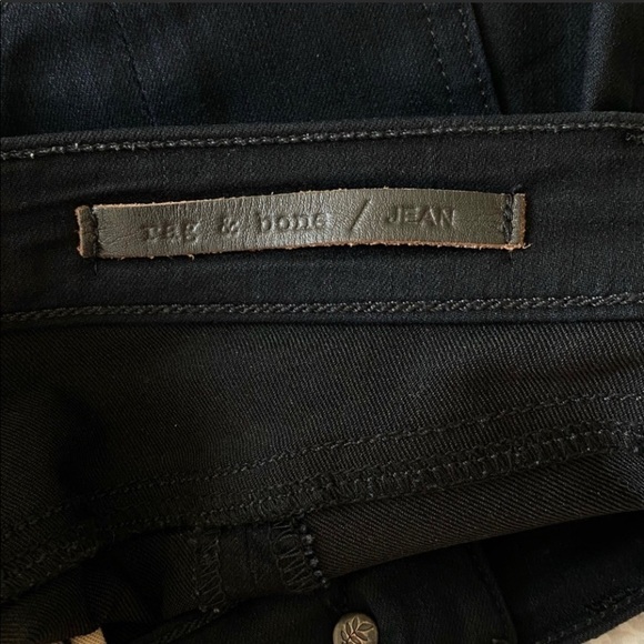 Rag & Bone Moto Style Leather Patch Dark Wash Skinny Jean - Picture 9 of 9